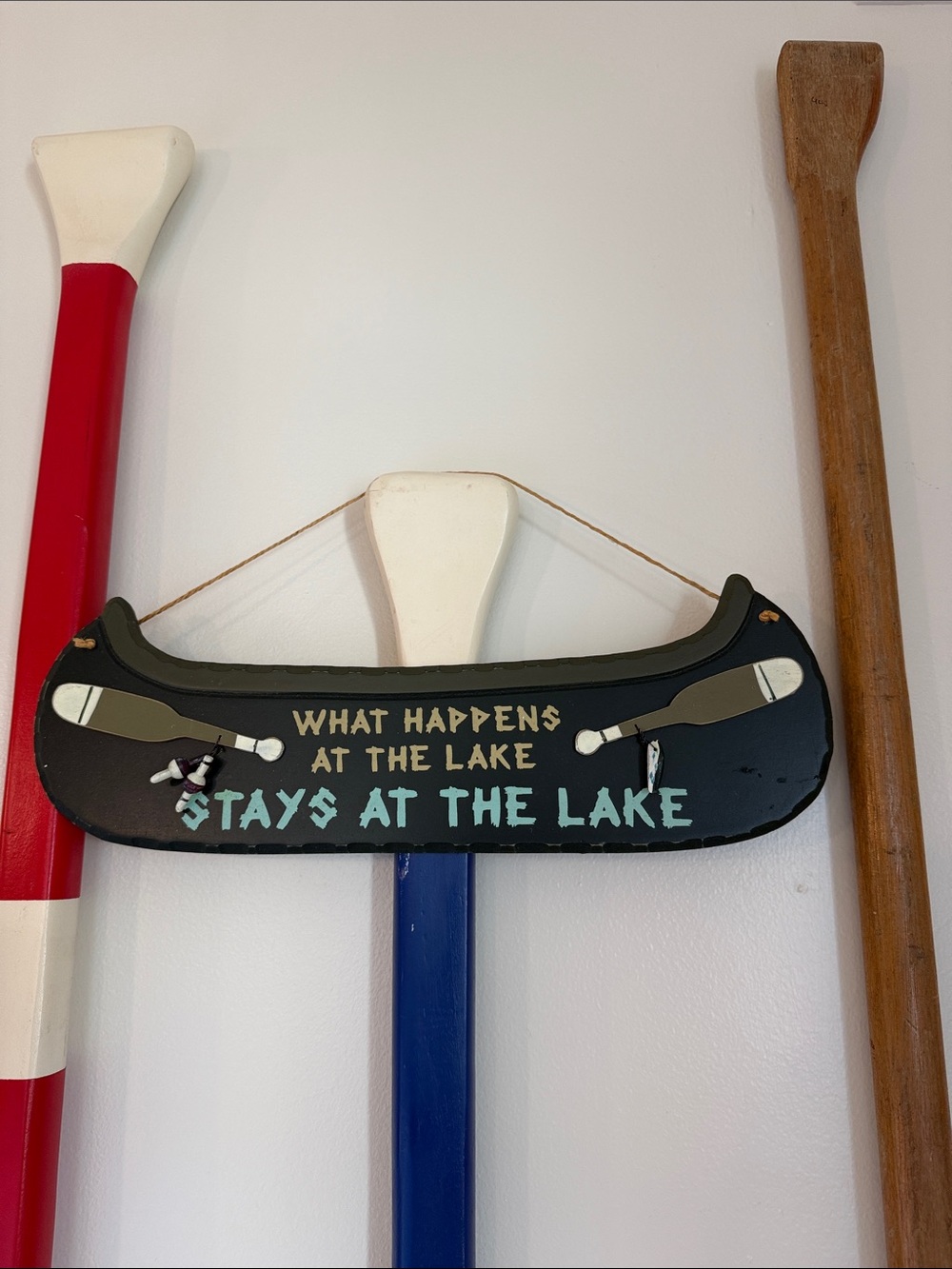 Lake Canoe Wall Sign - Black and Aqua Home Wall Decor